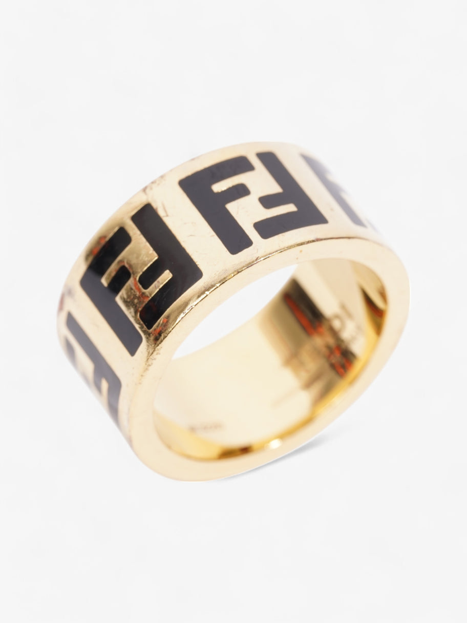 Fendi FF Ring Gold / Black Base Metal Medium (Circumference - 55mm) Image 3