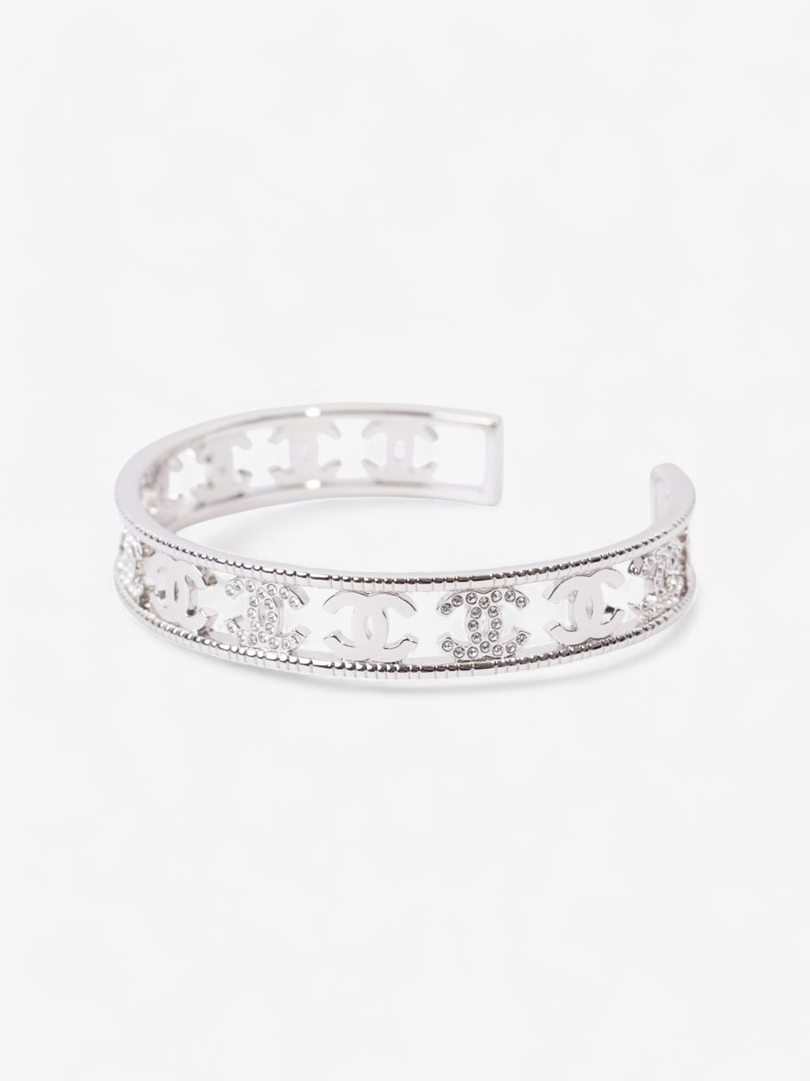 Chanel Iconic CC Crystal Bangle Silver / White Base Metal Medium Image 3