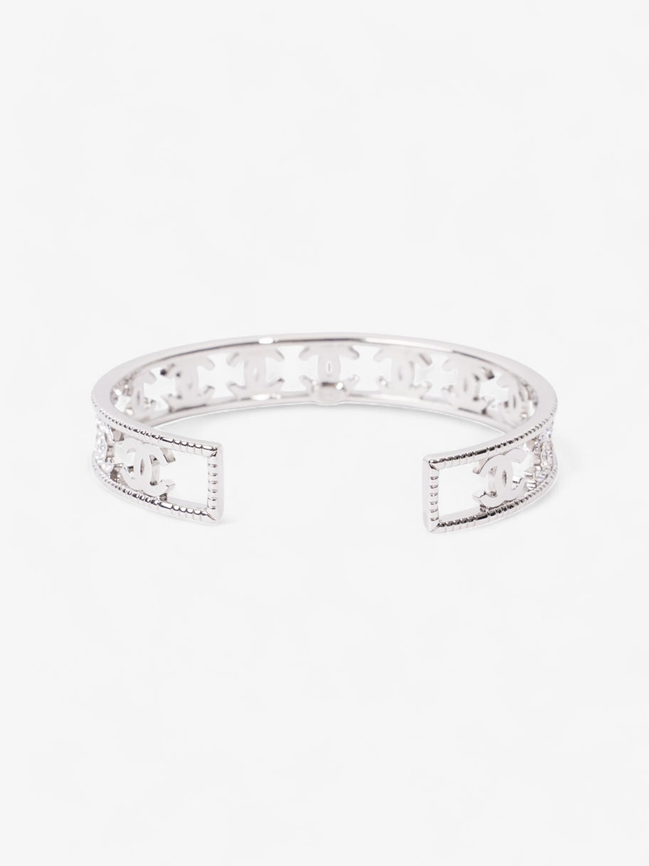 Chanel Iconic CC Crystal Bangle Silver / White Base Metal Medium Image 4