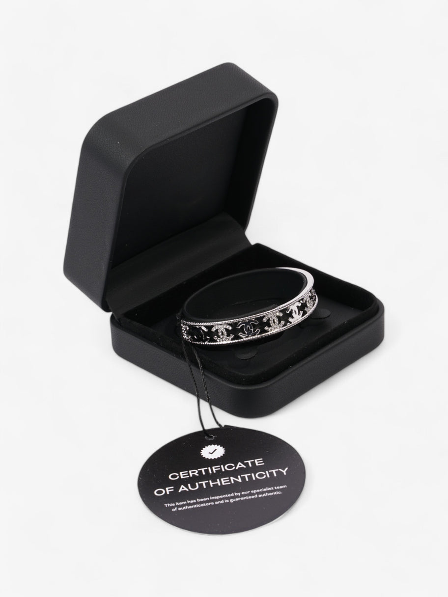 Chanel Iconic CC Crystal Bangle Silver / White Base Metal Medium Image 6