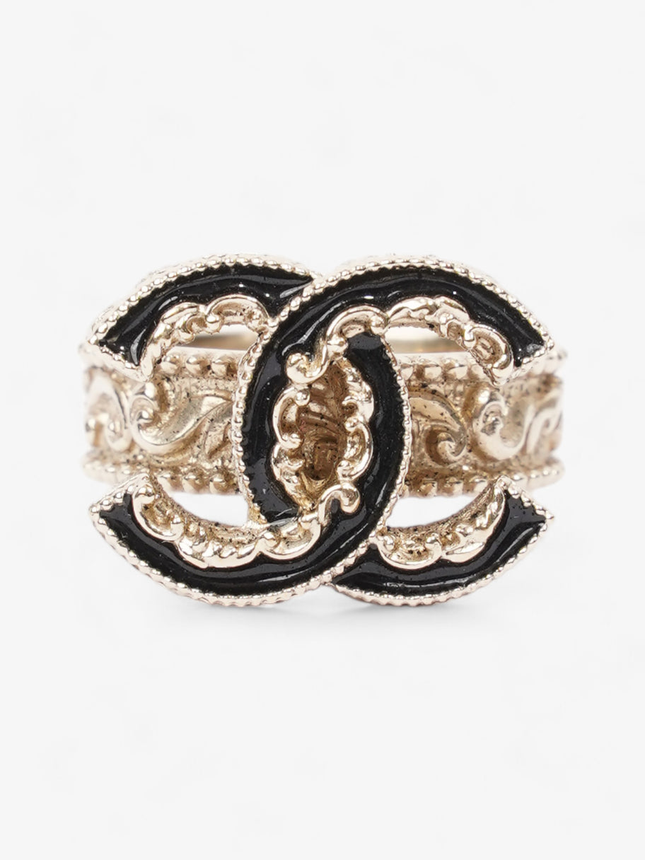 Chanel CC Ring Black / Gold Tone Enamel 55mm Image 1
