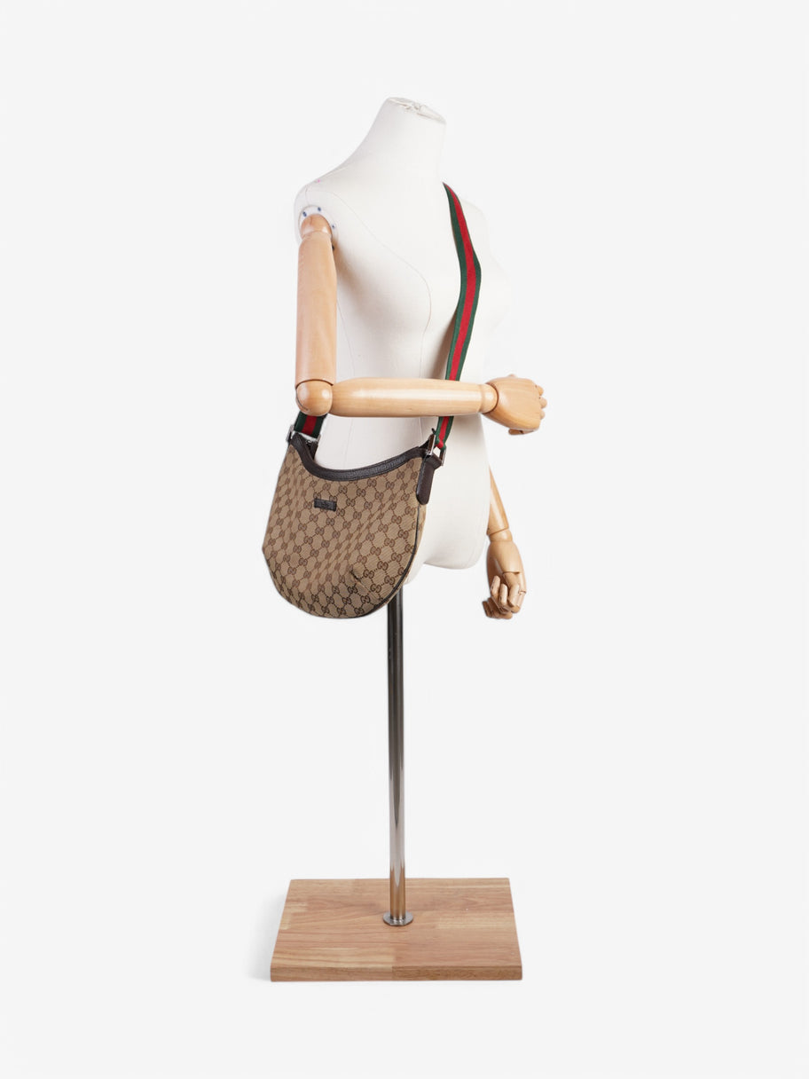 Gucci GG Half Moon Crossbody Bag Beige  / Brown Canvas Image 2