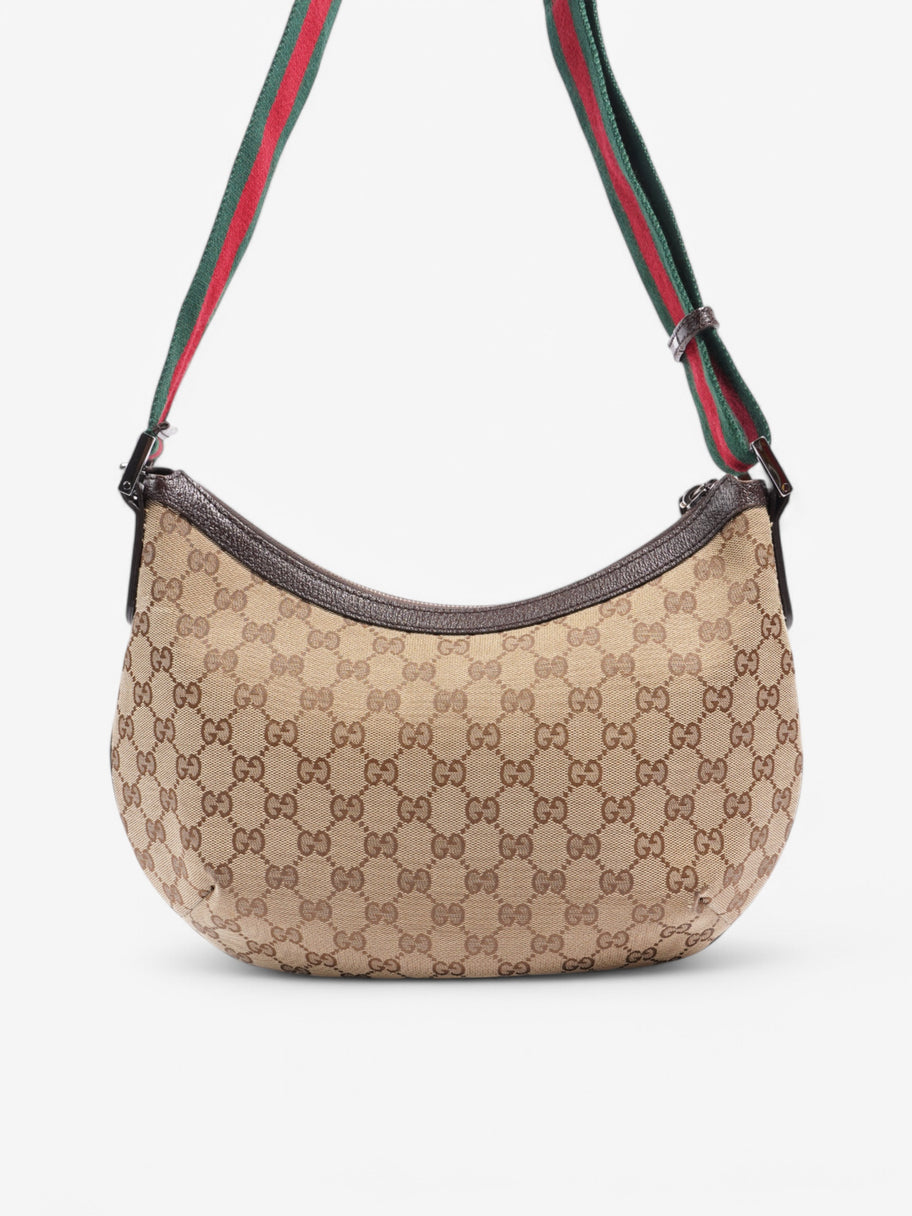 Gucci GG Half Moon Crossbody Bag Beige  / Brown Canvas Image 4