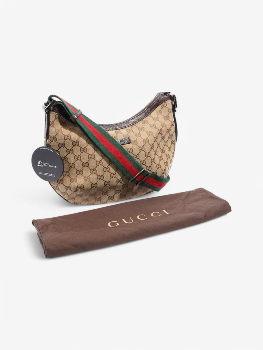 Gucci GG Half Moon Crossbody Bag Beige  / Brown Canvas Image 9
