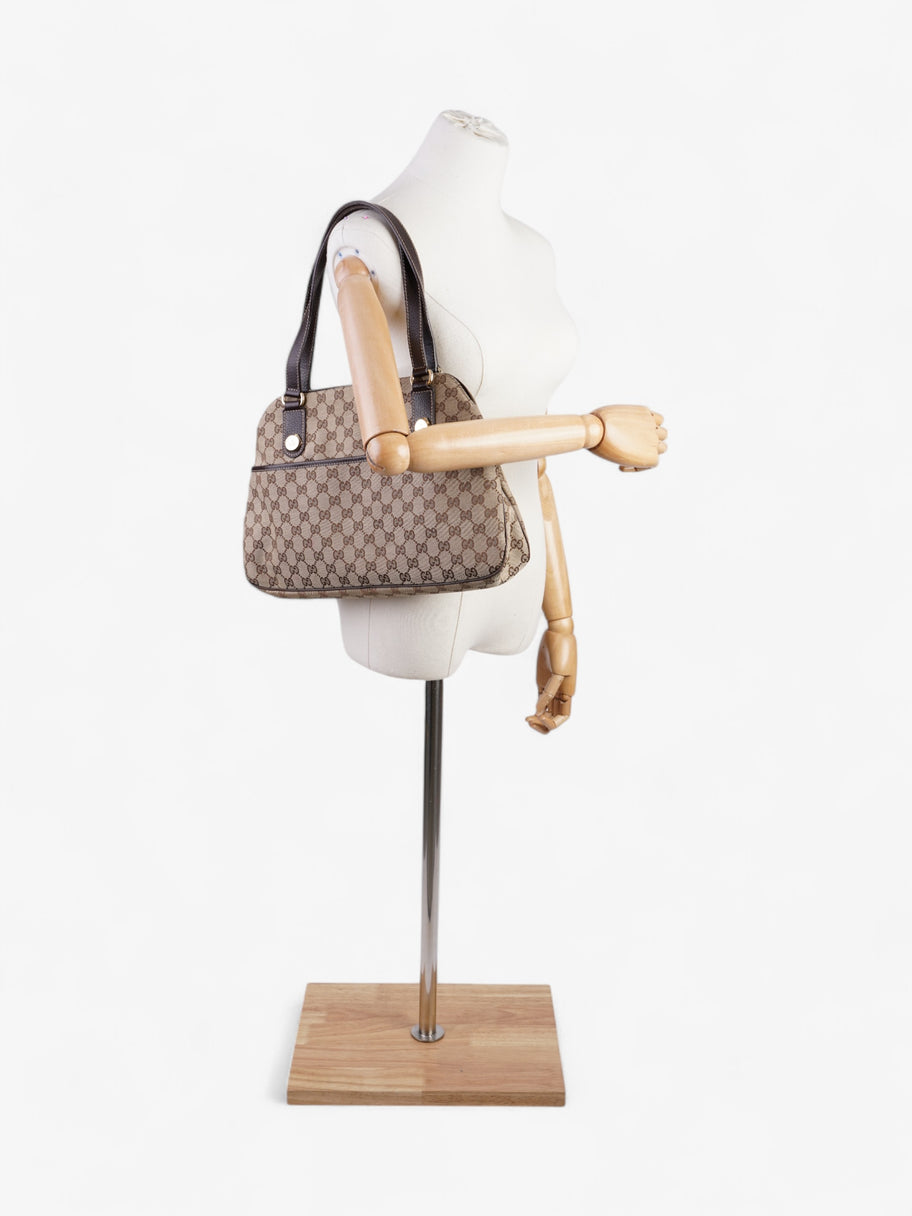 Gucci Charmy Front Pocket Shoulder Bag GG Supreme / Beige / Brown Canvas Image 2