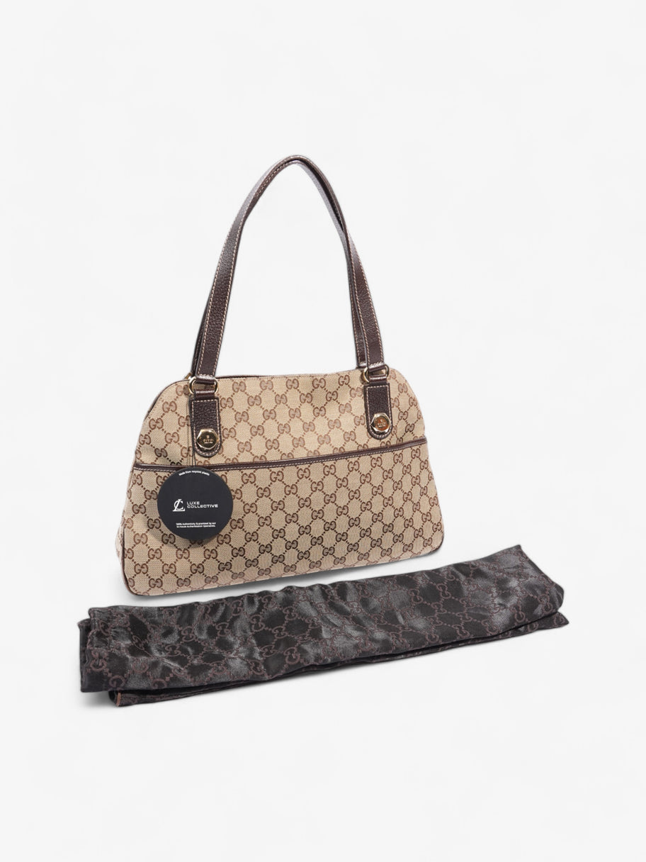 Gucci Charmy Front Pocket Shoulder Bag GG Supreme / Beige / Brown Canvas Image 8