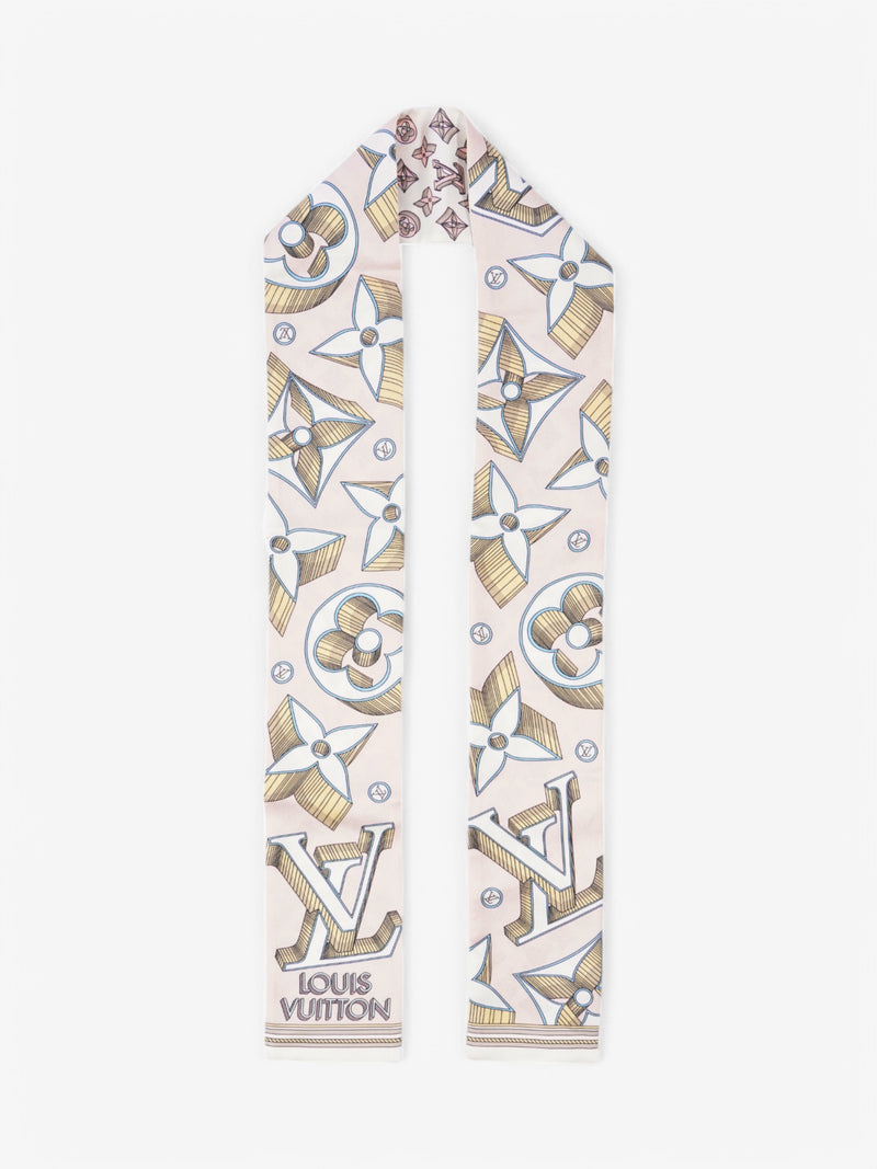  Louis Vuitton Bandeau White  / Brown / Pink Silk