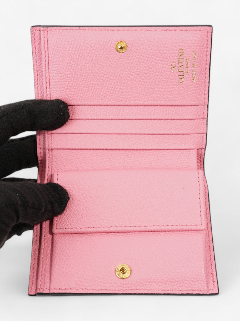 Valentino VLogo Wallet Pink / Gold Grained Leather Image 6