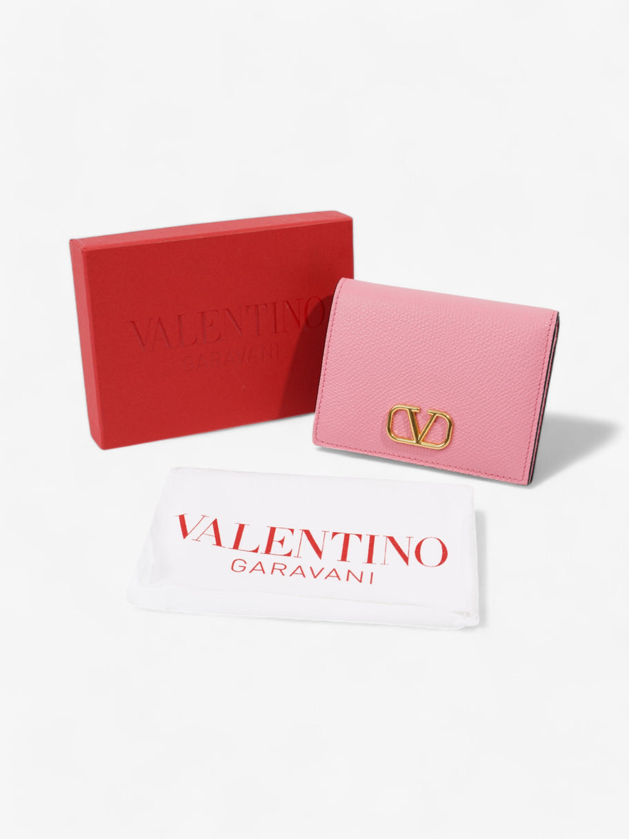 Valentino VLogo Wallet Pink / Gold Grained Leather Image 8