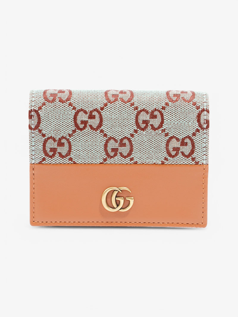  Gucci Marmont Wallet Tan / Blue Leather
