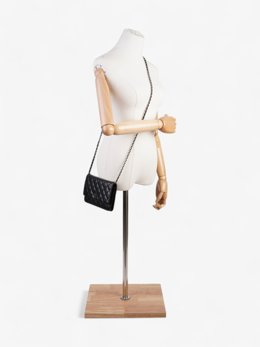Chanel Wallet On Chain Black Lambskin Leather Image 2