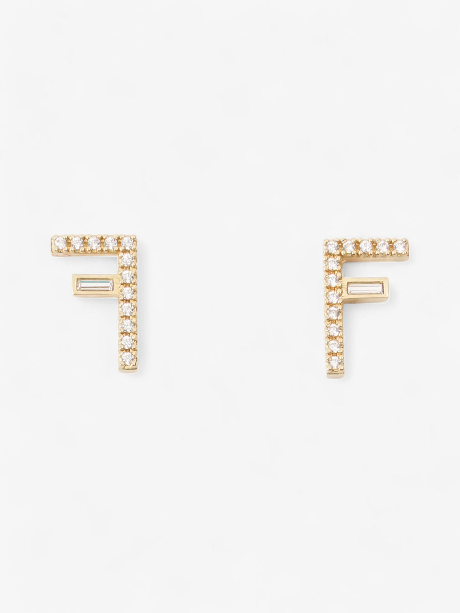 Fendi F Crystal Earrings Gold / White Base Metal Image 3