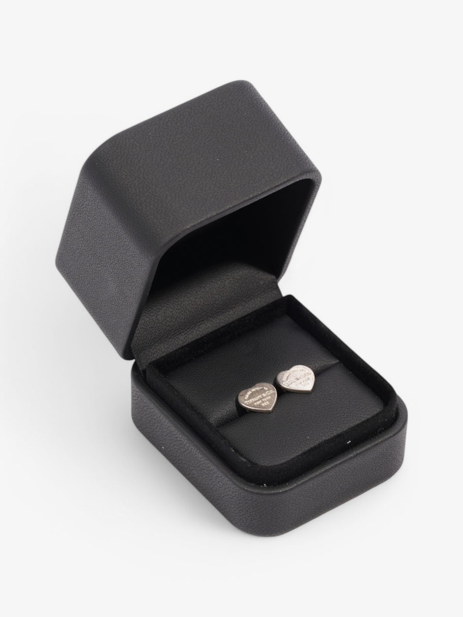 Tiffany and Co Heart Tag Stud Earrings Silver Silver Sterling Image 6