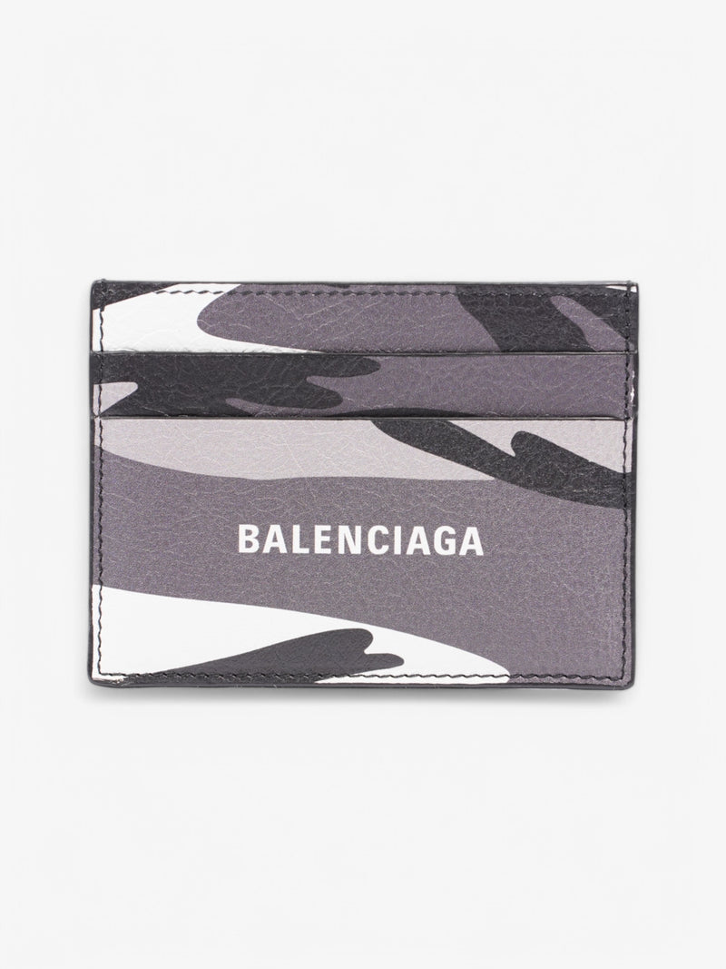  Balenciaga Camo Print Card Holder Grey / Black Calfskin Leather Small