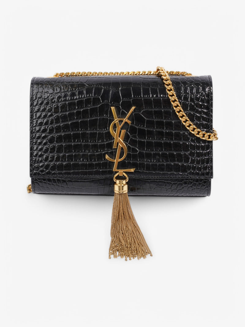 Saint Laurent Kate Tassel Black Embossed Leather Small