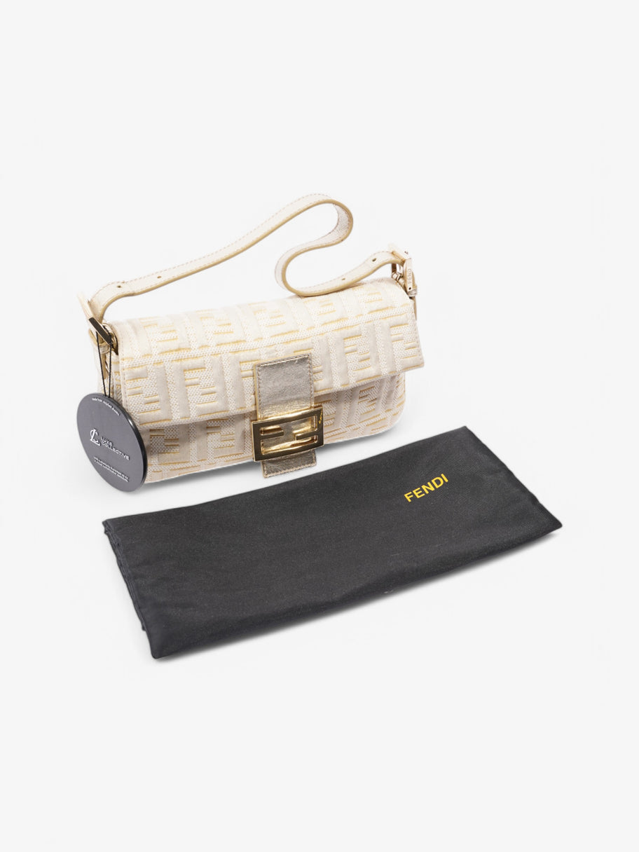Fendi Baguette White / Gold Canvas Image 8