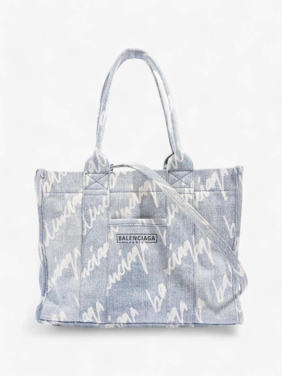 Balenciaga Scribble Logo Tote Light Denim Denim Small Image 1