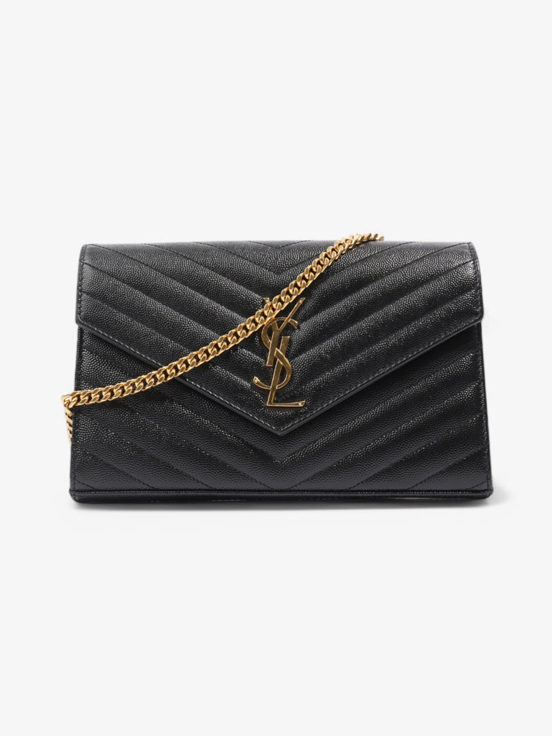  Saint Laurent Envelope Chain Wallet Black Leather