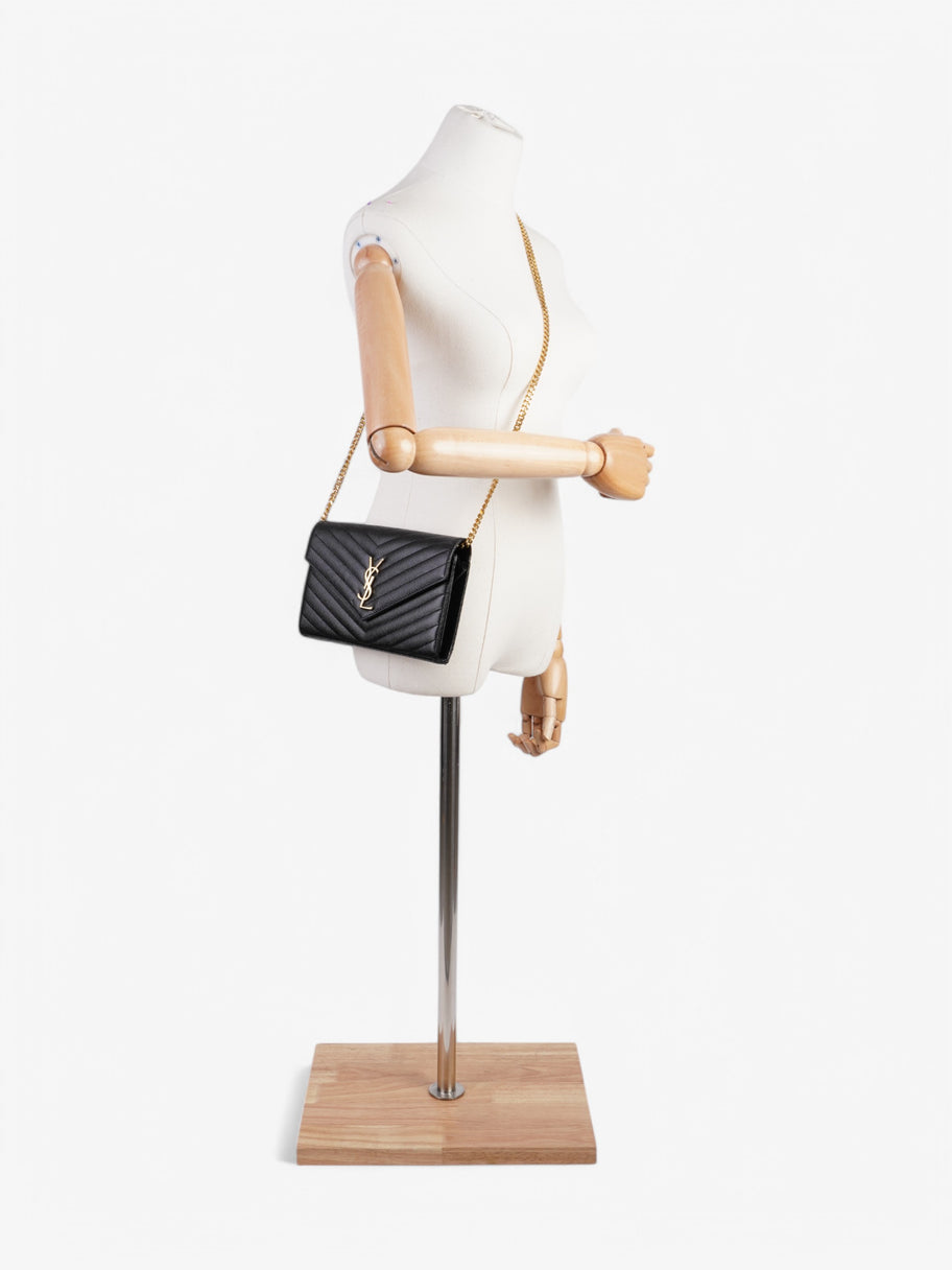 Saint Laurent Envelope Chain Wallet Black Leather Image 2