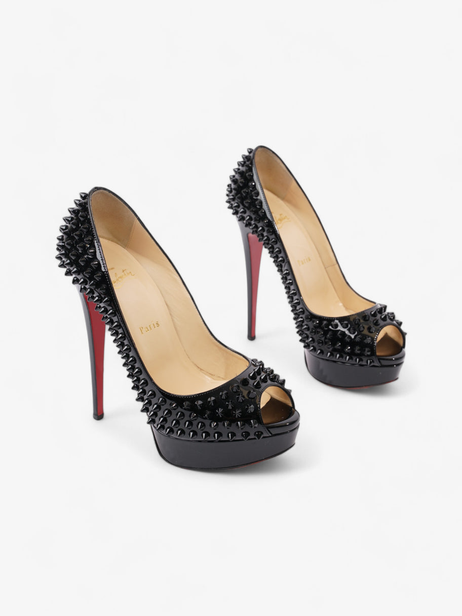 Christian Louboutin Lady Peep Spikes  150 Black Patent Leather EU 38.5 UK 5.5 Image 2