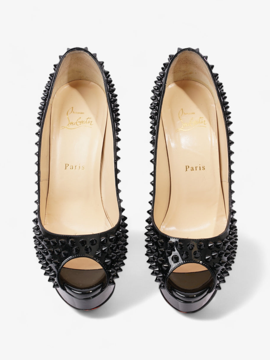 Christian Louboutin Lady Peep Spikes  150 Black Patent Leather EU 38.5 UK 5.5 Image 8