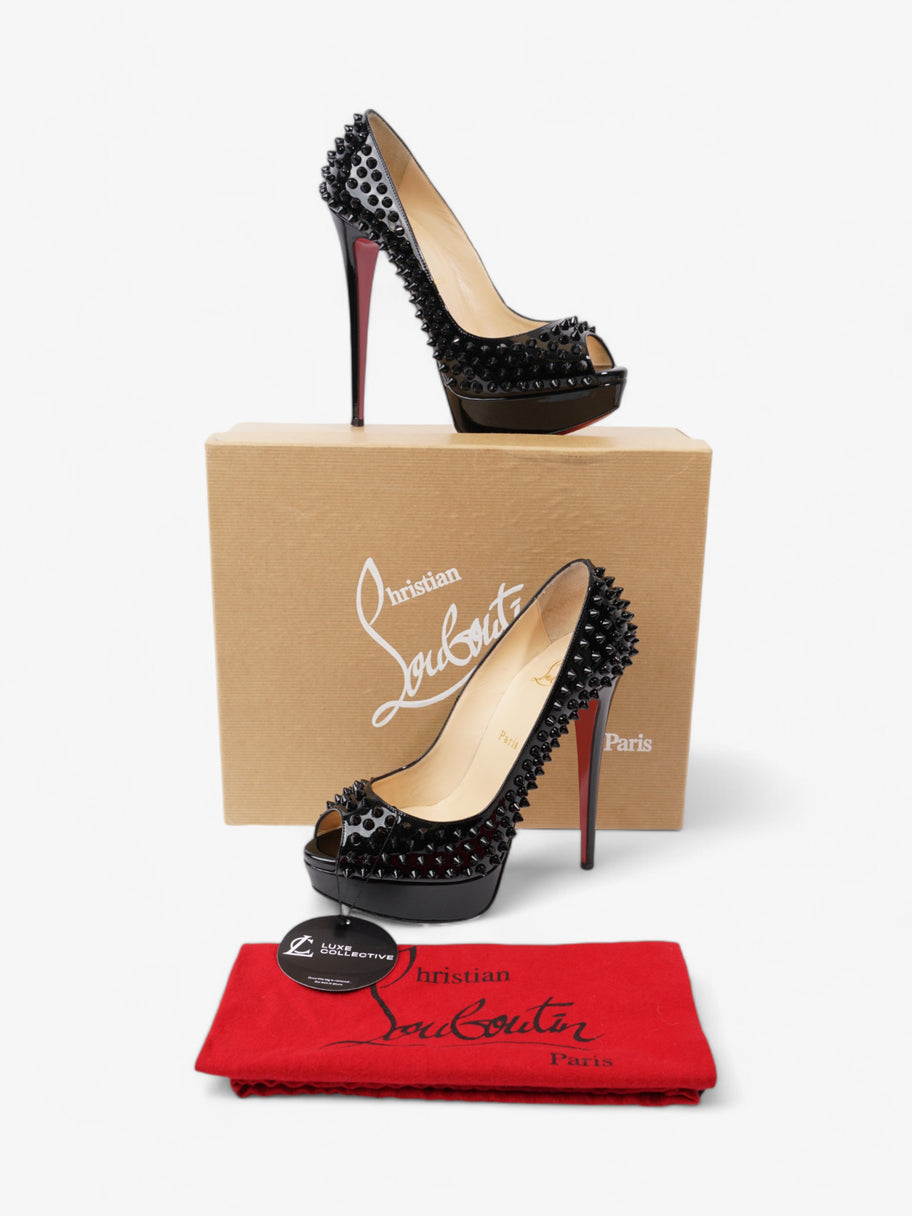 Christian Louboutin Lady Peep Spikes  150 Black Patent Leather EU 38.5 UK 5.5 Image 9