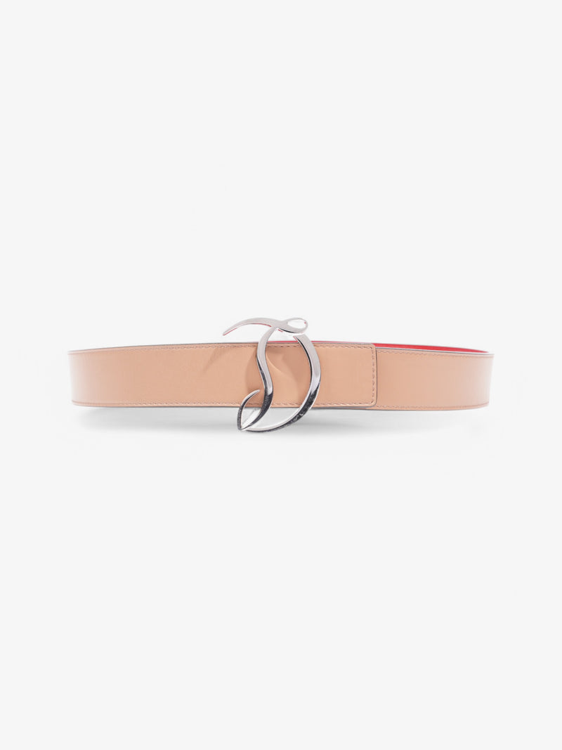  Christian Louboutin CL Logo Belt Nude / Red Leather