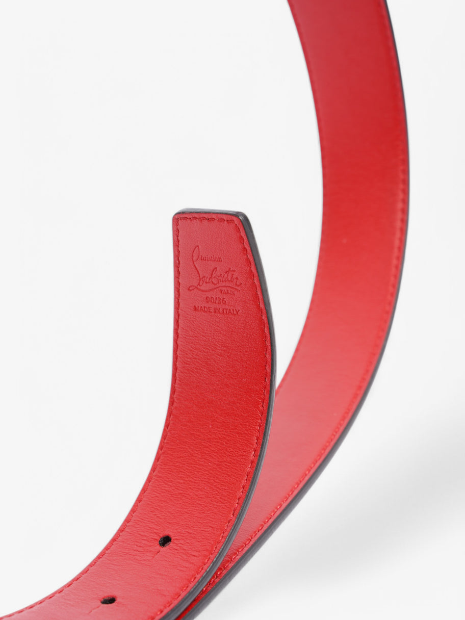 Christian Louboutin CL Logo Belt Nude / Red Leather Image 4