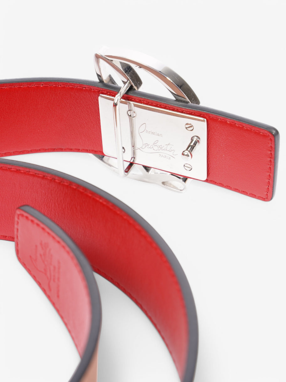 Christian Louboutin CL Logo Belt Nude / Red Leather Image 5