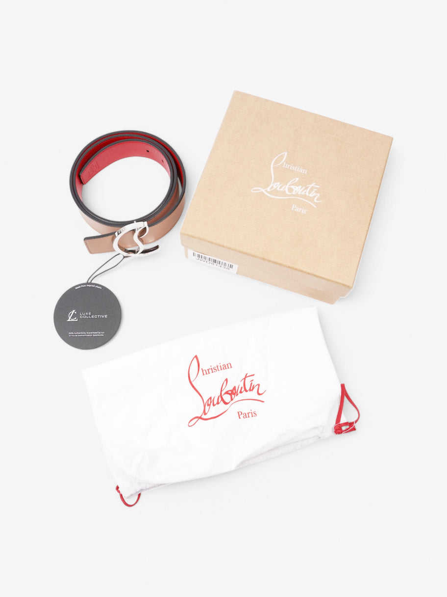 Christian Louboutin CL Logo Belt Nude / Red Leather Image 6
