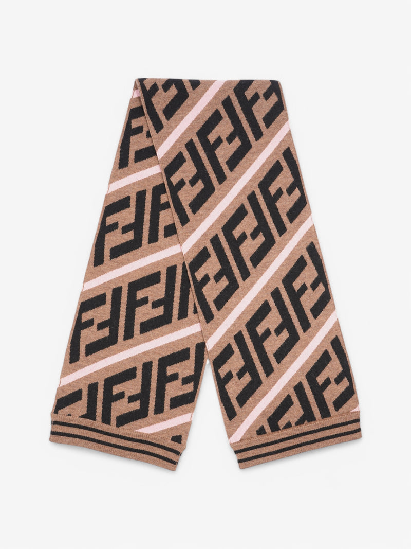  Fendi FF Scarf Brown / Black / Pink Wool