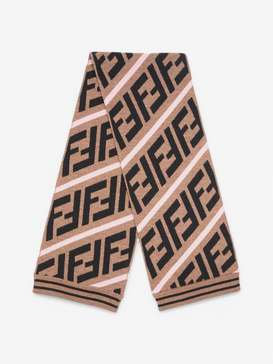 Fendi FF Scarf Brown / Black / Pink Wool Image 1