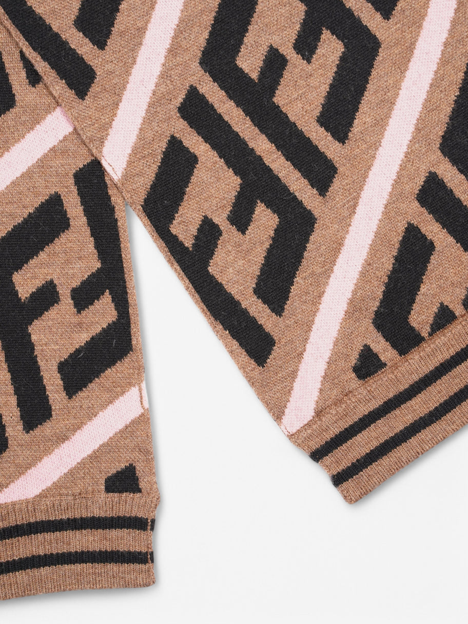 Fendi FF Scarf Brown / Black / Pink Wool Image 2