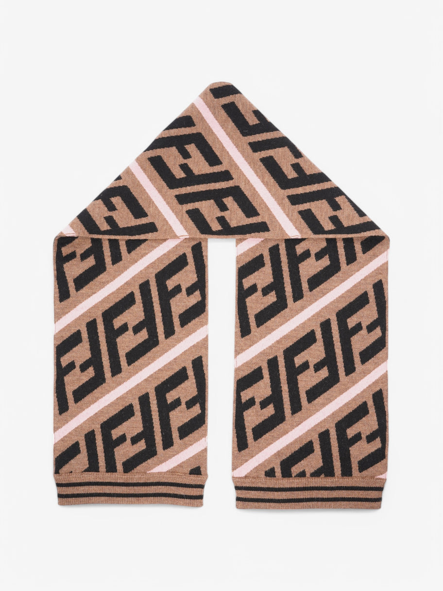 Fendi FF Scarf Brown / Black / Pink Wool Image 4