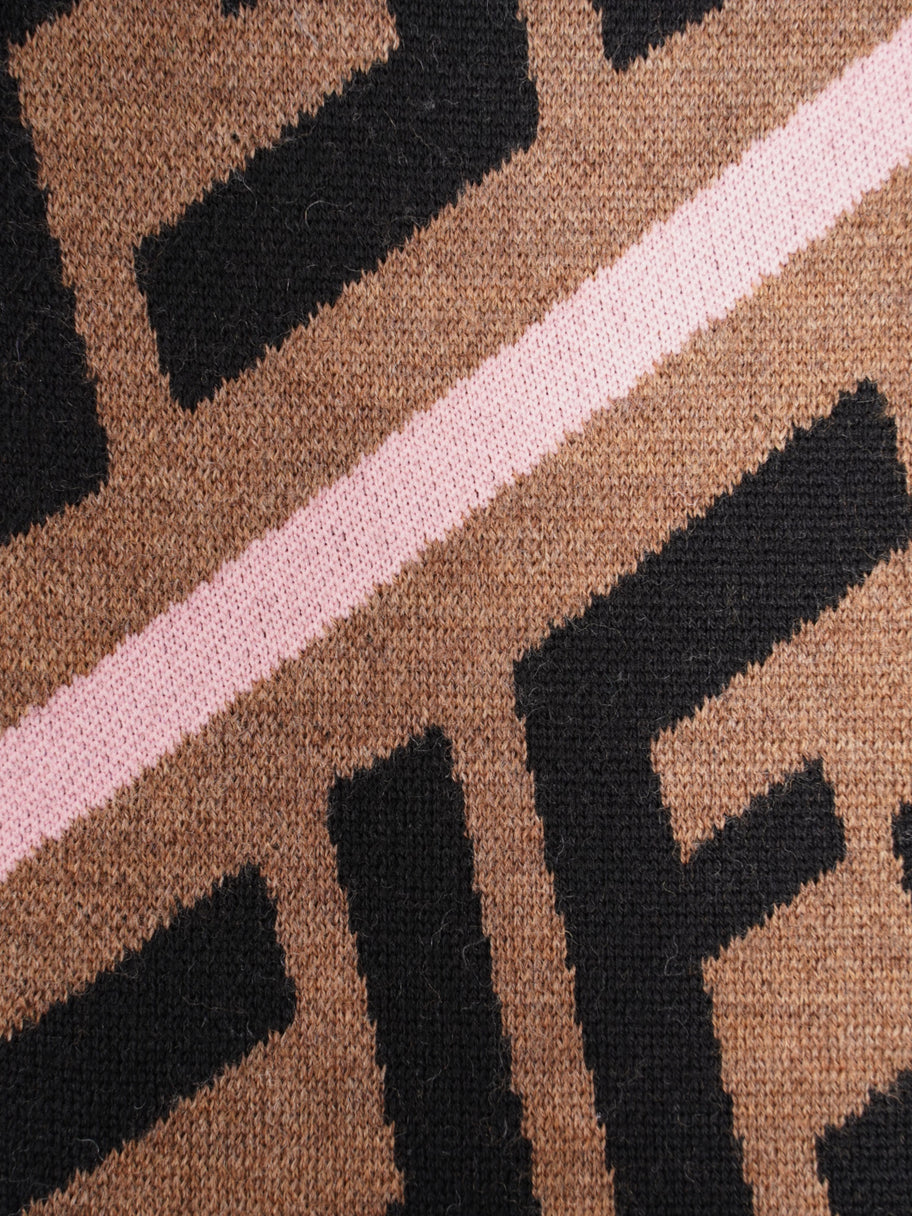 Fendi FF Scarf Brown / Black / Pink Wool Image 5