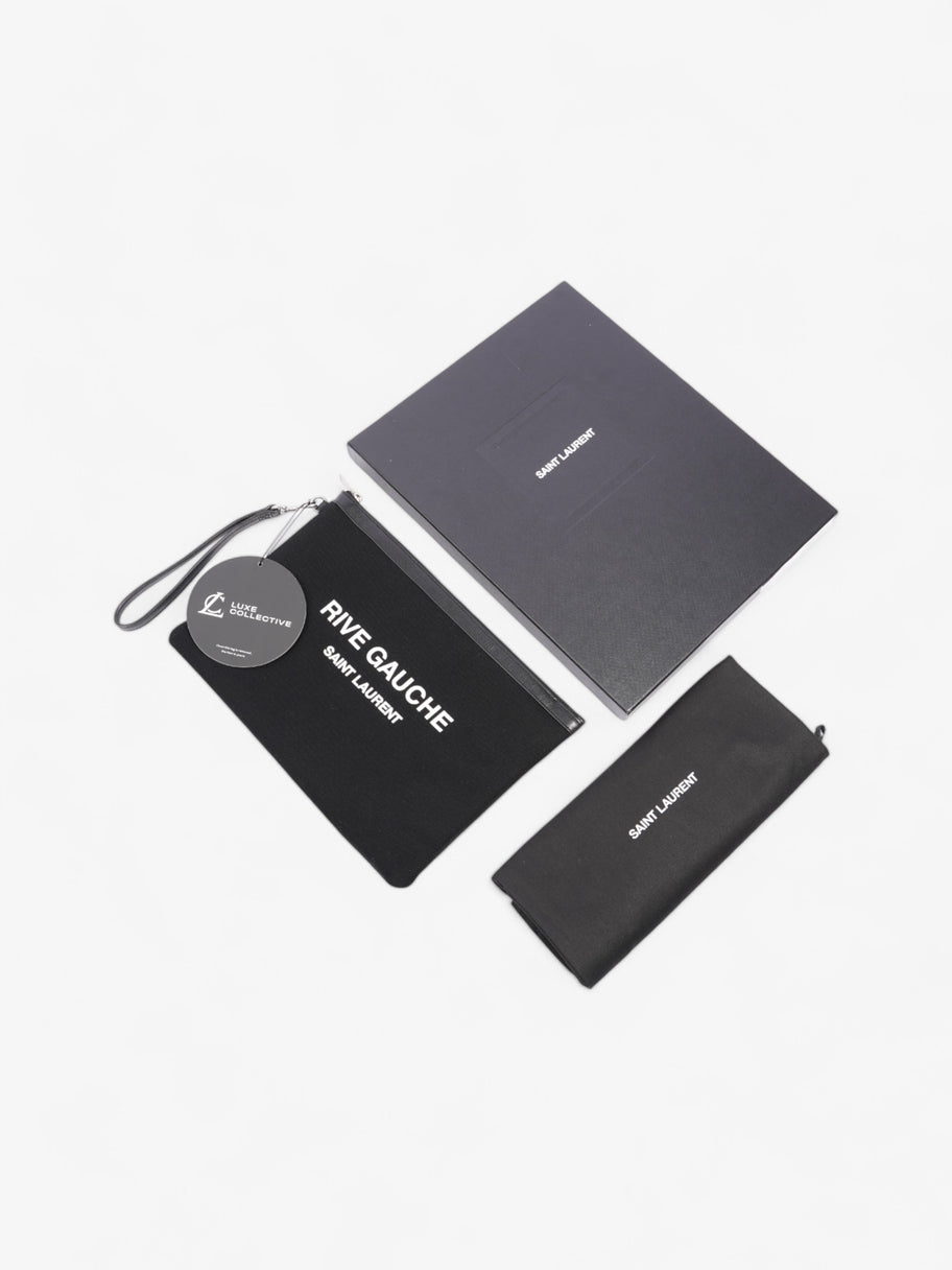 Saint Laurent Rive Gauche Wristlet Black / White Canvas Image 14