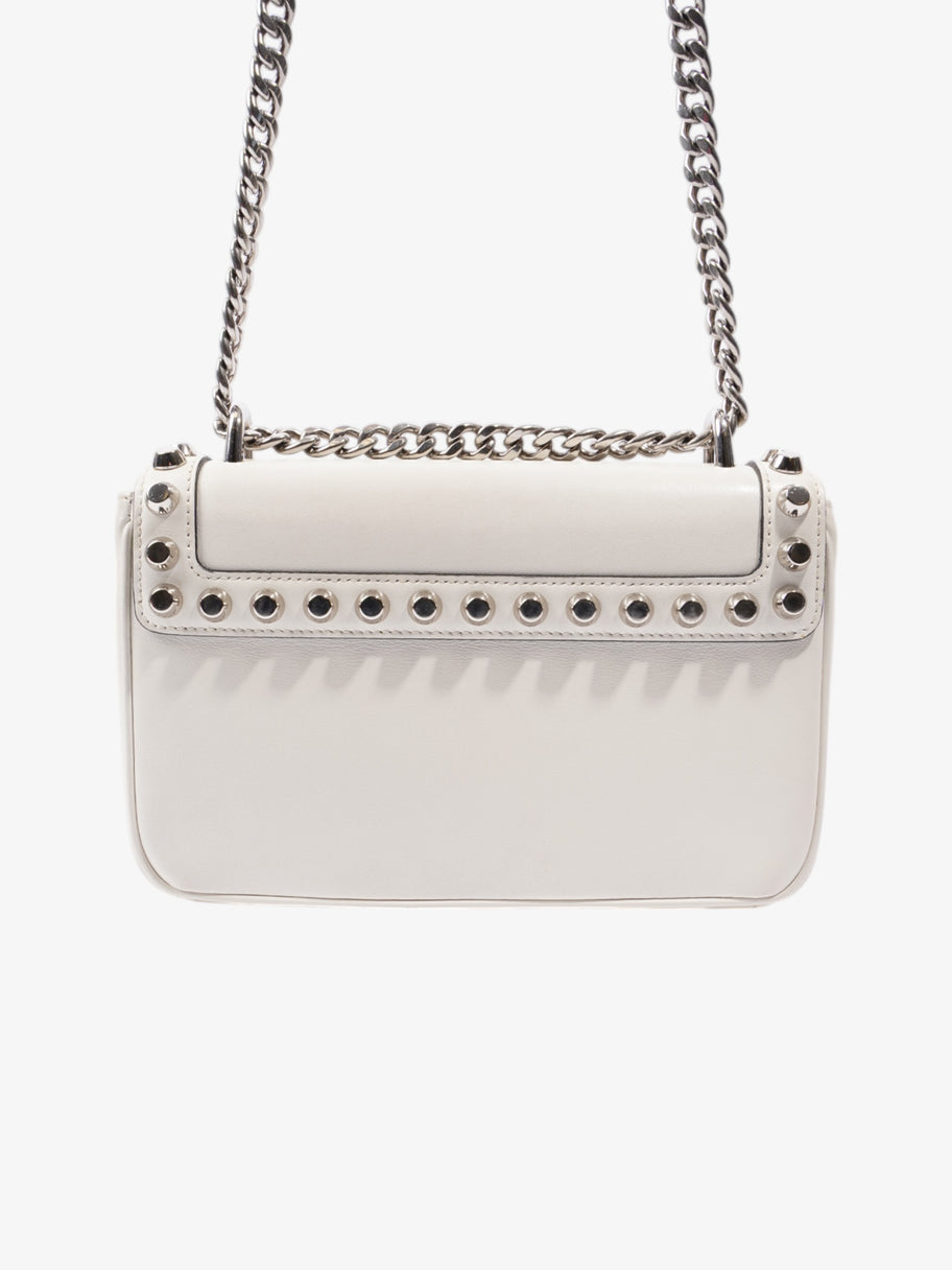 Prada Studded Shoulder Bag White Leather Image 4