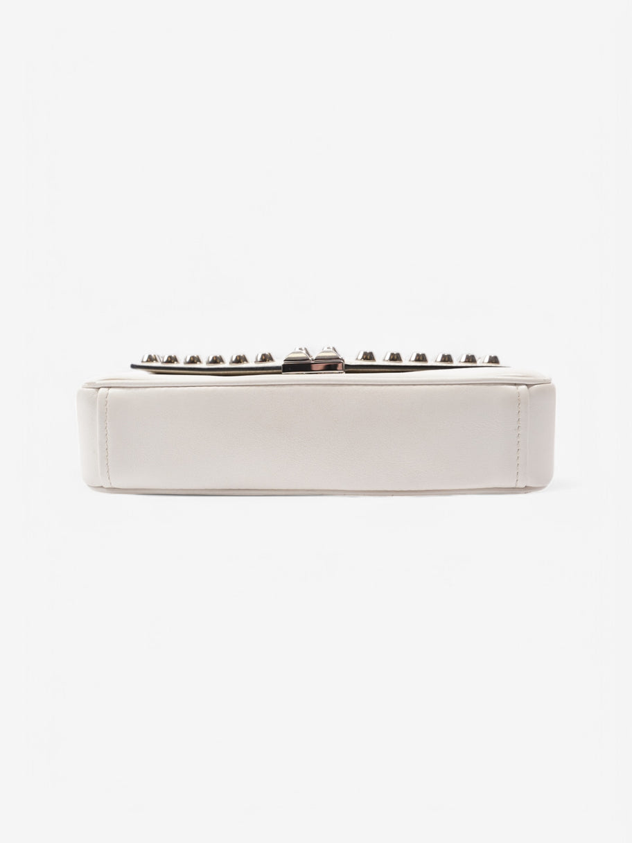 Prada Studded Shoulder Bag White Leather Image 6