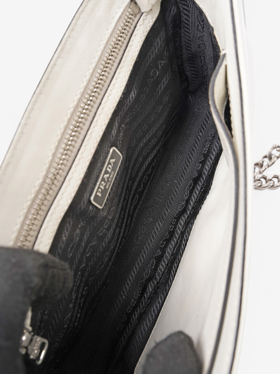 Prada Studded Shoulder Bag White Leather Image 9