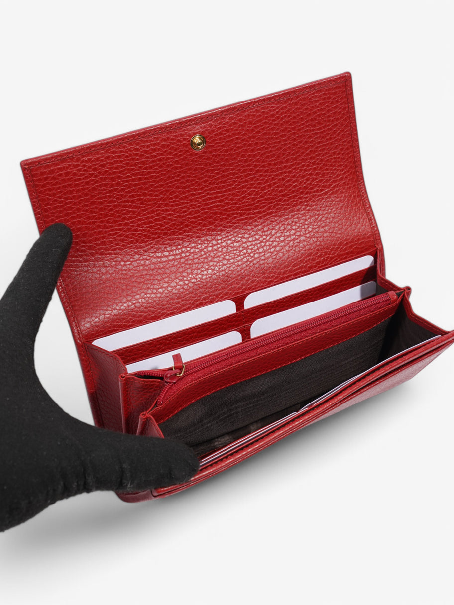 Gucci GG Marmont Long Continental Wallet Hibiscus Red Calfskin Leather Image 6