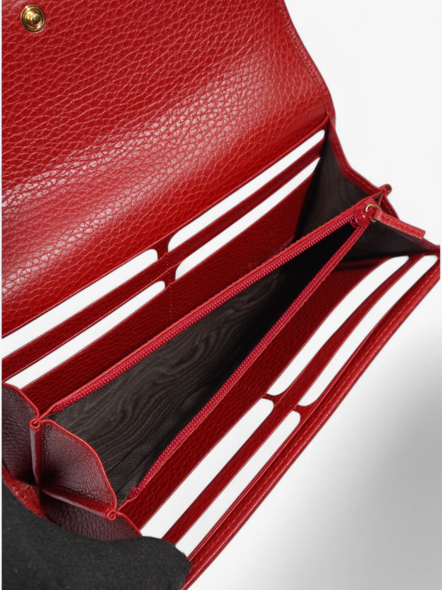 Gucci GG Marmont Long Continental Wallet Hibiscus Red Calfskin Leather Image 7