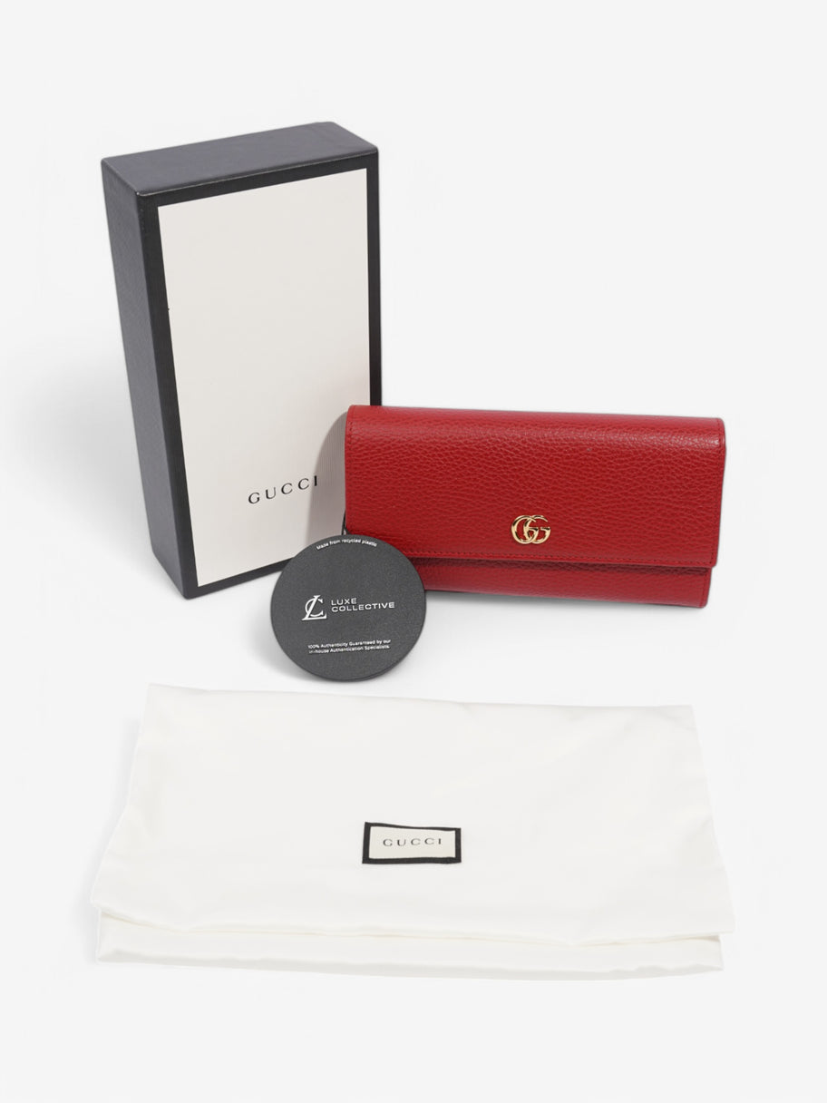 Gucci GG Marmont Long Continental Wallet Hibiscus Red Calfskin Leather Image 8