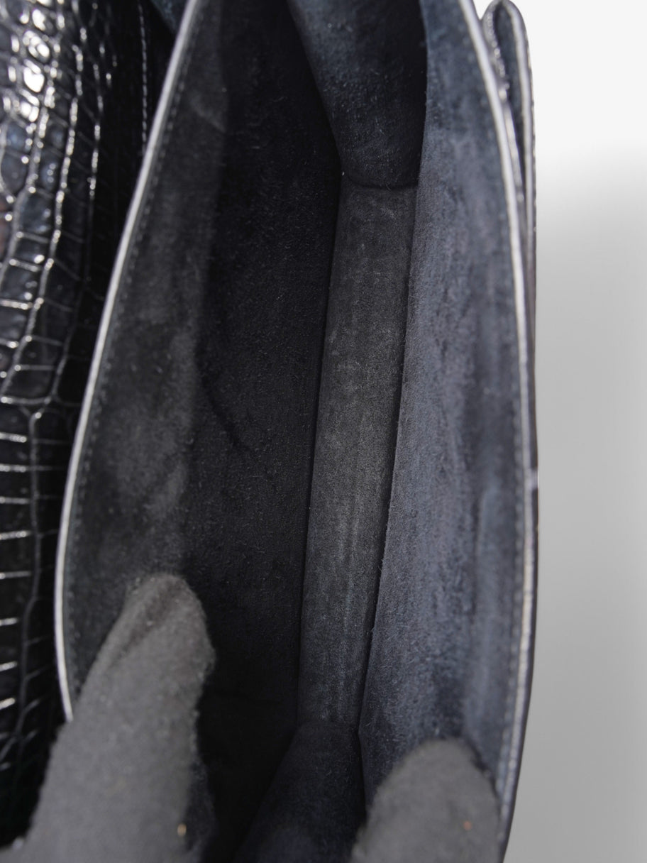 Saint Laurent Sunset Crocodile Effect Shoulder Bag Black Crocodile Leather Image 10