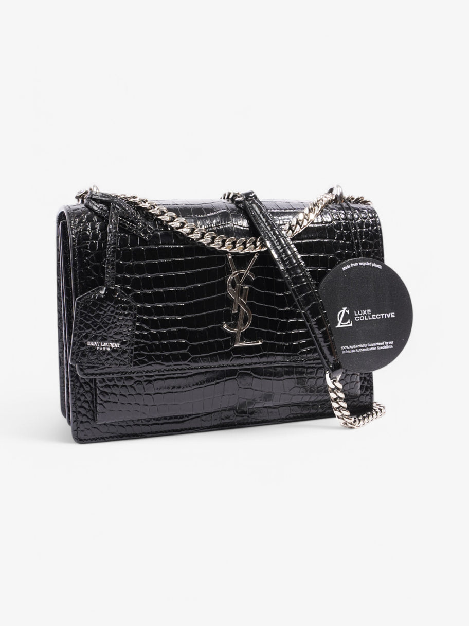 Saint Laurent Sunset Crocodile Effect Shoulder Bag Black Crocodile Leather Image 11