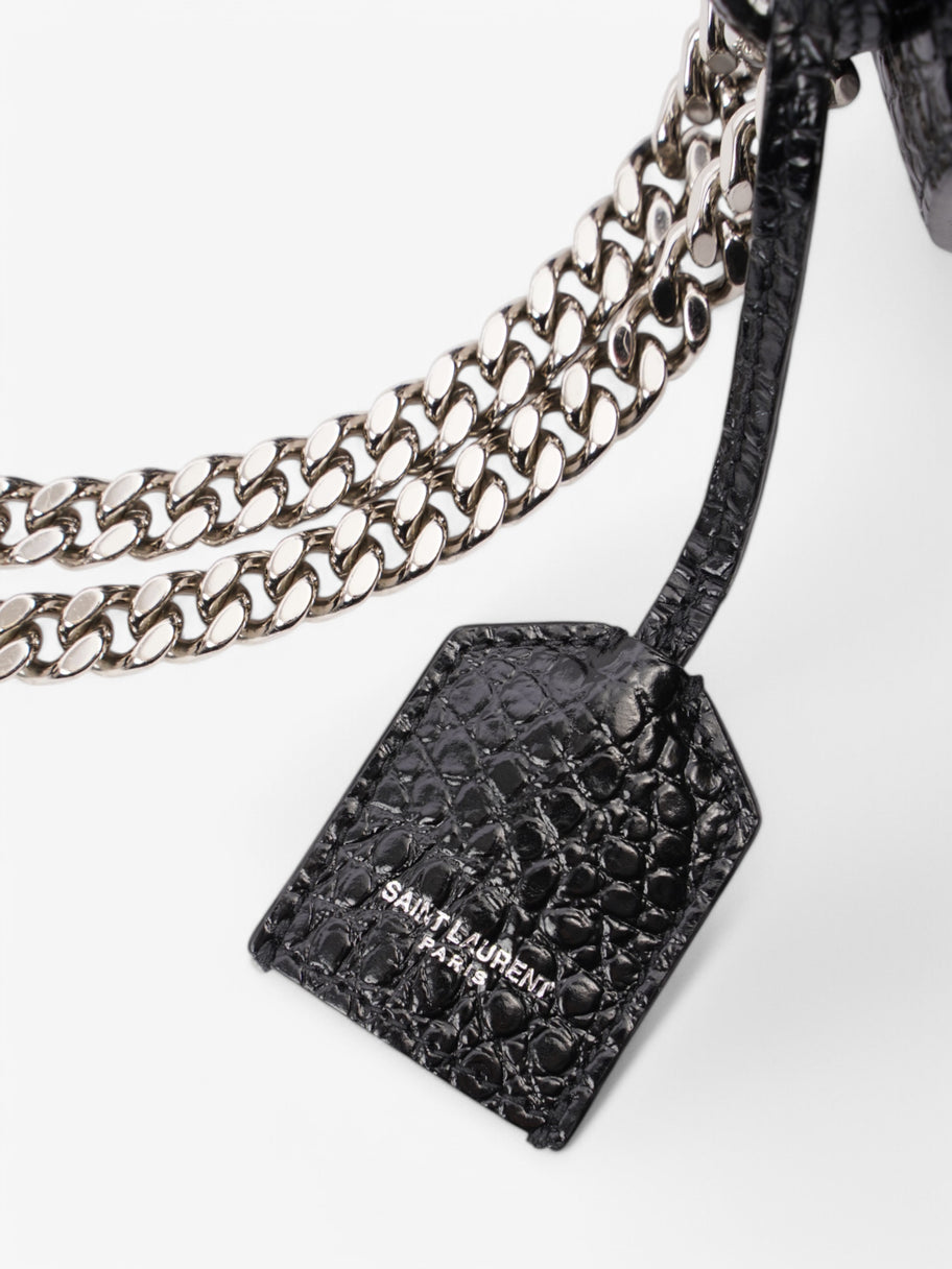 Saint Laurent Sunset Crocodile Effect Shoulder Bag Black Crocodile Leather Image 8