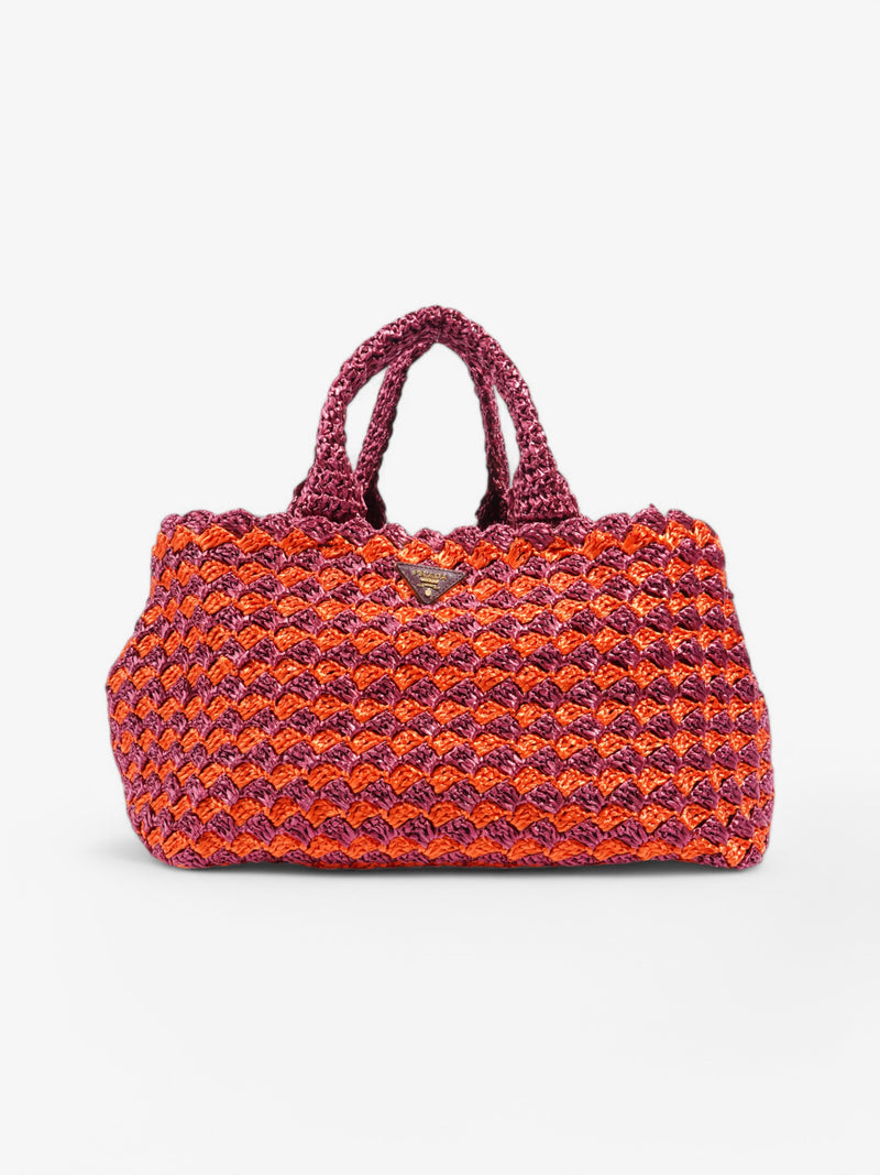  Prada Canapa Rafia Crochet Purple / Orange Wicker