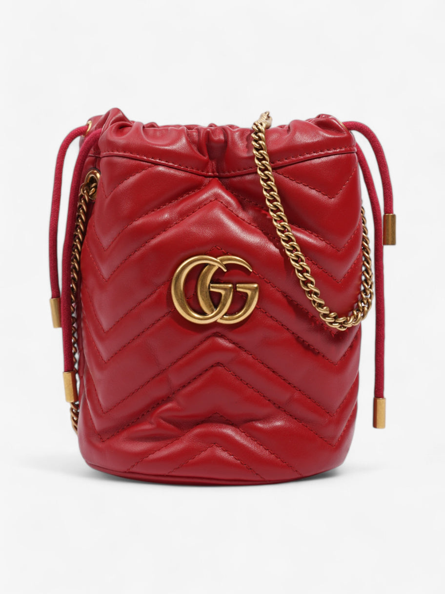 Gucci GG Marmont Bucket Bag Red Matelasse Leather Mini Image 1