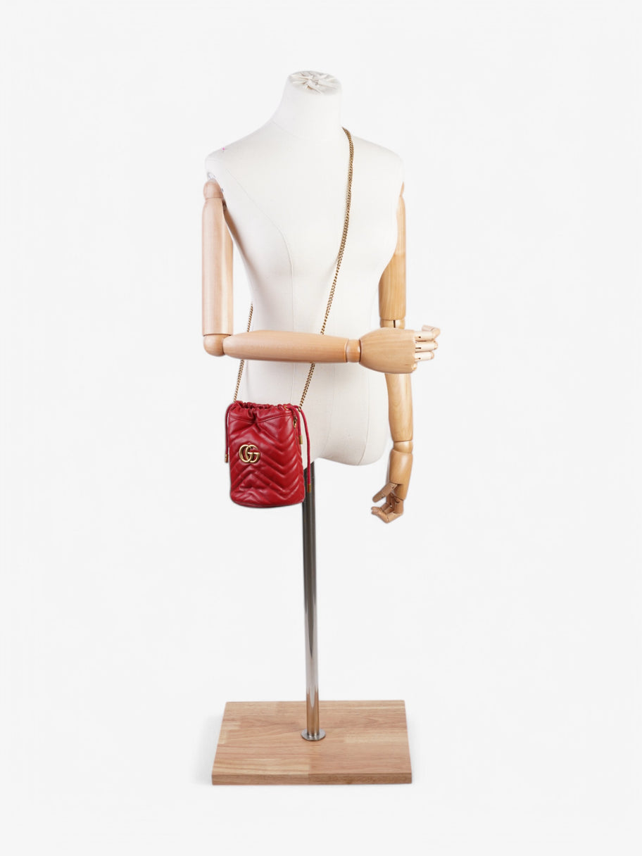Gucci GG Marmont Bucket Bag Red Matelasse Leather Mini Image 2