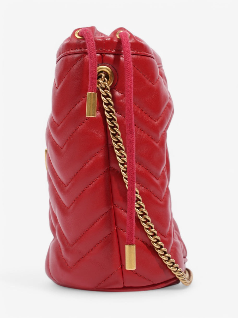 Gucci GG Marmont Bucket Bag Red Matelasse Leather Mini Image 3