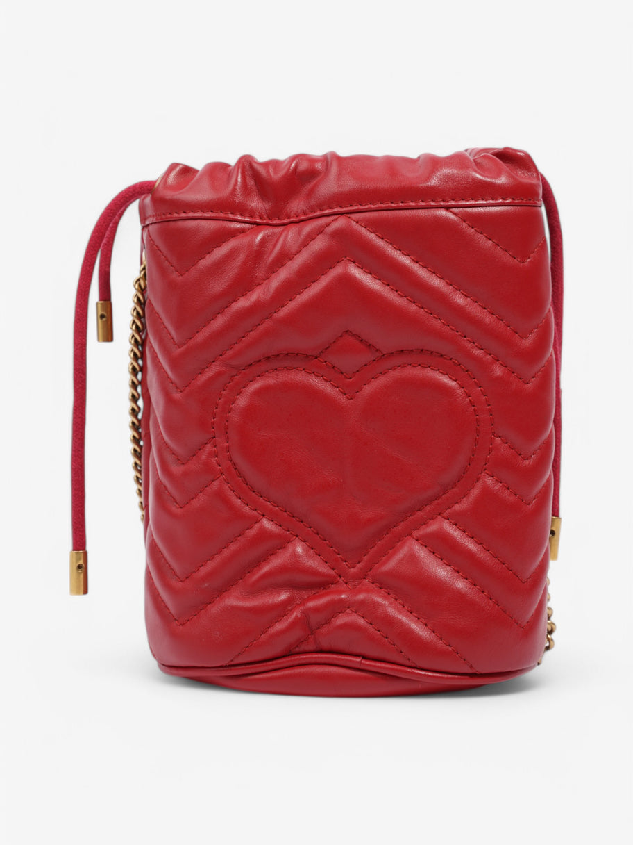 Gucci GG Marmont Bucket Bag Red Matelasse Leather Mini Image 4